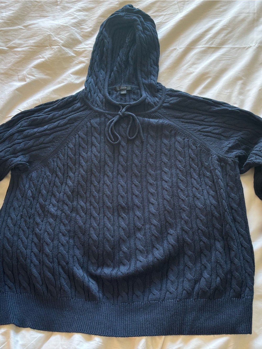 J. Crew Navy Cable-Knit Hooded Sweater
